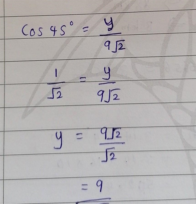 Help Solve for y 45* 9 12 X Y-example-1