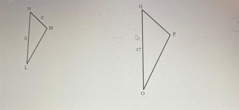 Triangle LMN similar to triangle OPQ find the measure of side PQ round your answer-example-1