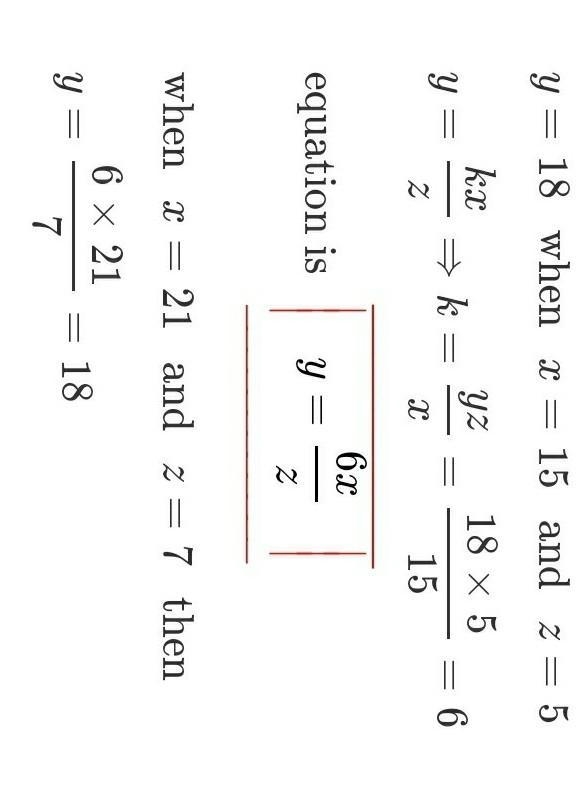 Suppose that y varies directly with x and inversely with z, and y = 6 when x = 8 and-example-2