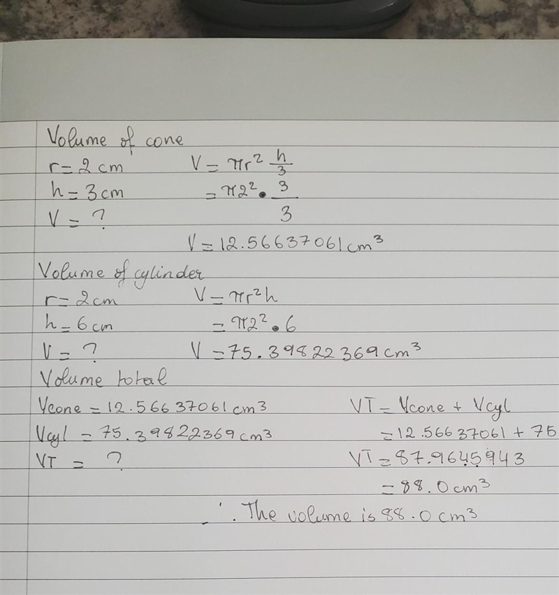 Find the volume of the composite figure. Round to the nearest tenth. (Hint: Volume-example-1