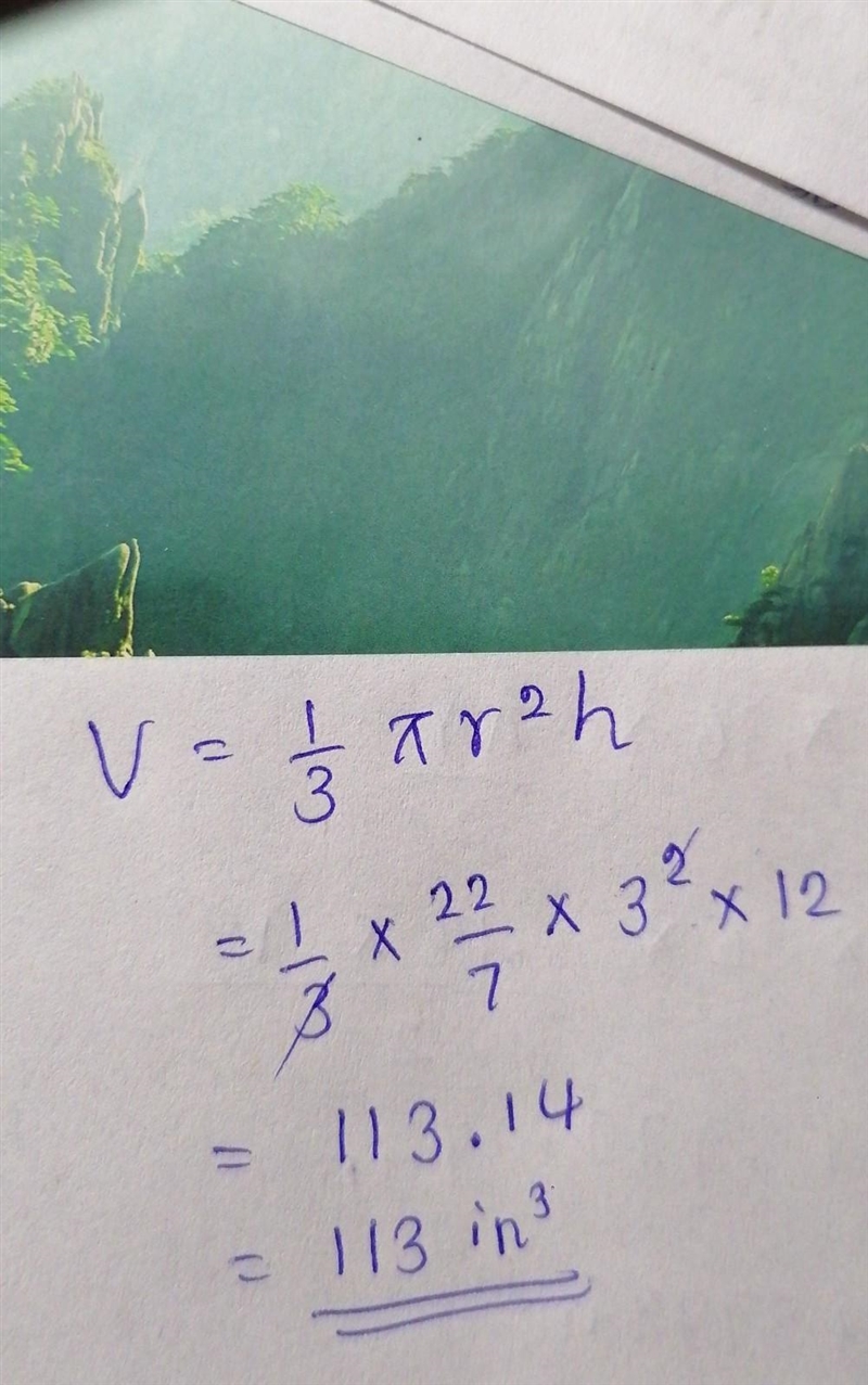 Find the volume of the cone. Round your answer to the nearest tenth.-example-1