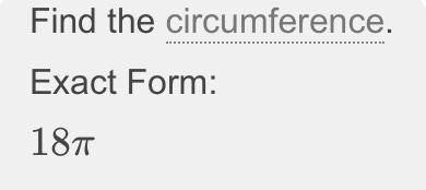 The radious of the circle is 9 meters what is the curcles cercumference-example-1