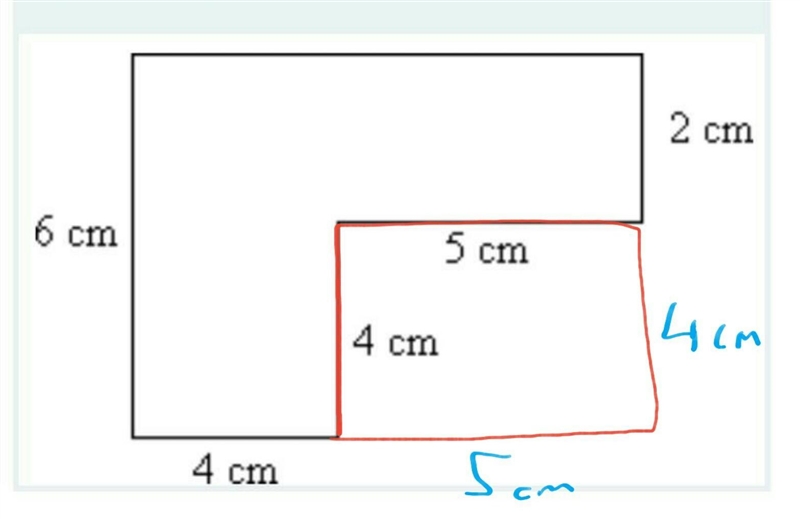 What is the area of the figure?. Single choice. (10 Points) 18 cm squared 26 cm squared-example-1