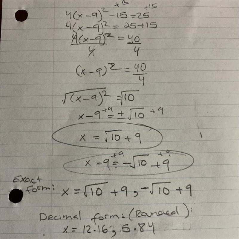 Solve the following quadratic equation for all values of xx in simplest form. 4(x-example-1