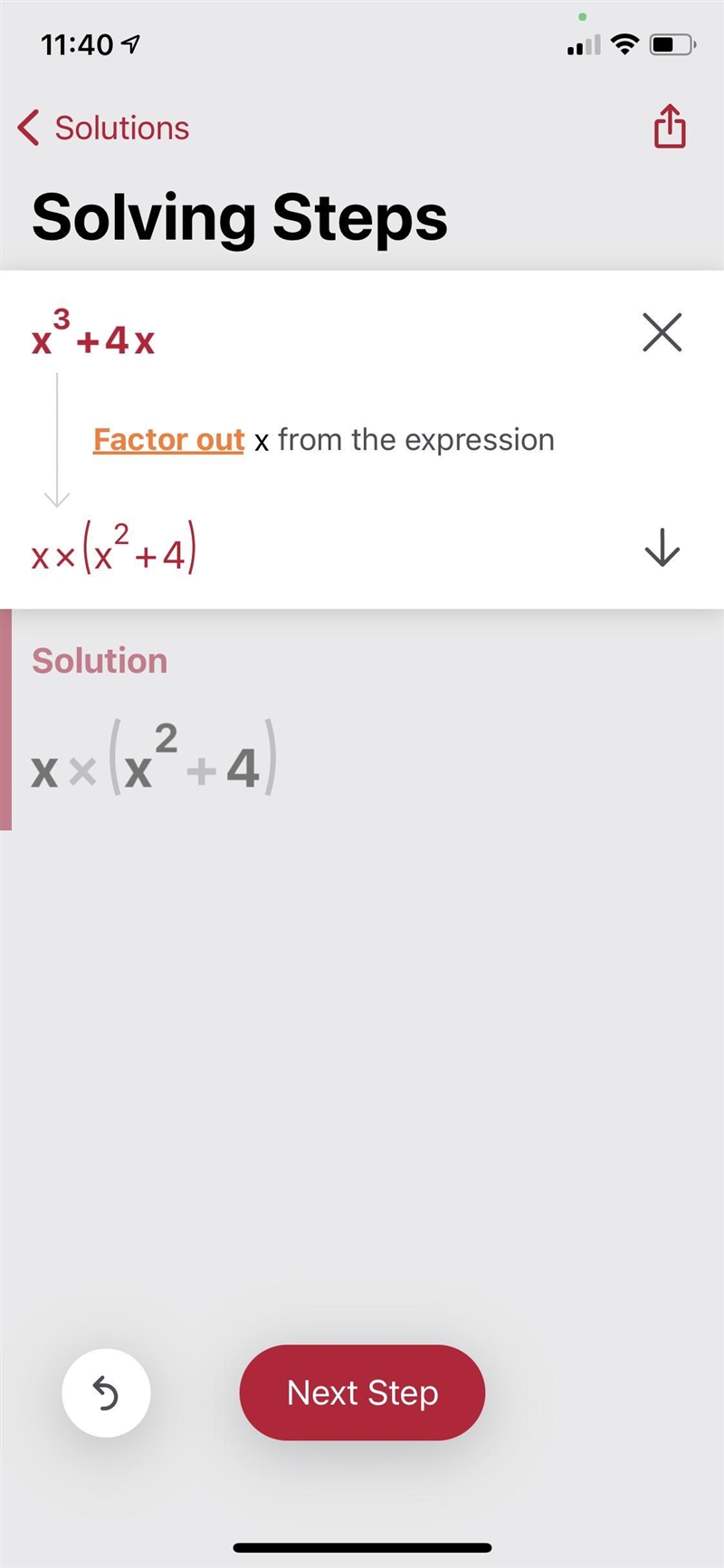 Factories x³ + 4x (with the steps)​-example-1