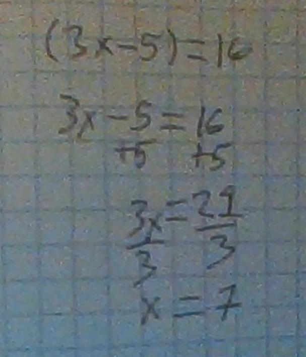 Solve the equation (3x-5)=16 with working =​-example-1