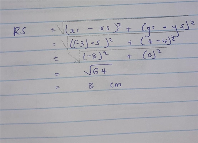 (1) Find the distance between the points R(-3, 4) and S(5, 4).​-example-1