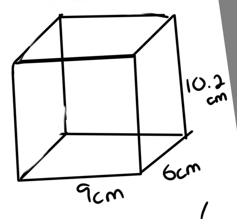 a box has length 9.0cm width 6.0 and height 10.2cm.find the total surface area of-example-1