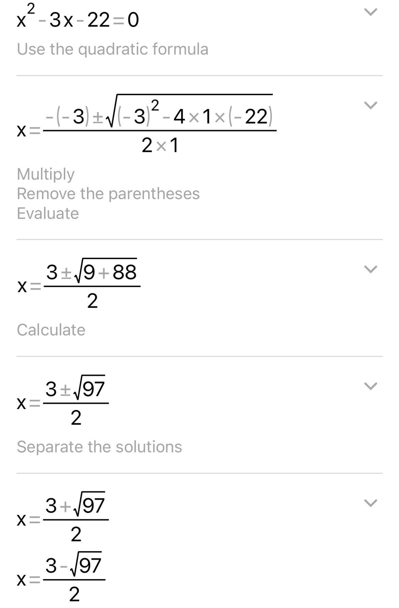 The equation x2 - 3x = 22 has a solution that lies between 6 and 7. Use a trial &amp-example-1