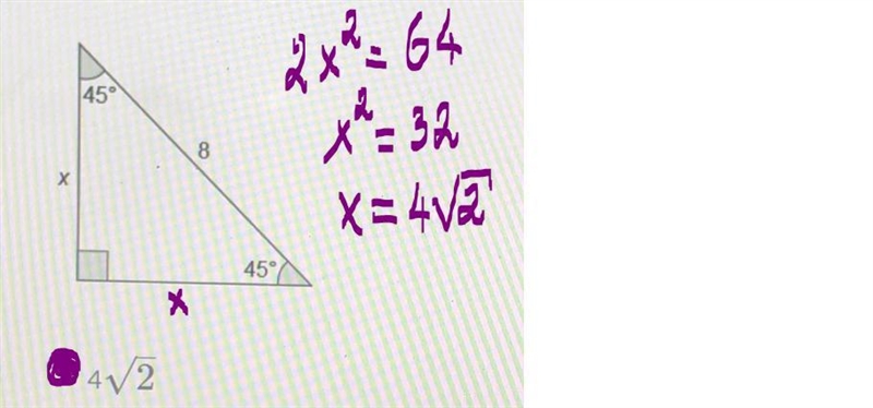 Question 4 (5 points) Determine the value of x. 4v2 8V2 4 8-example-1