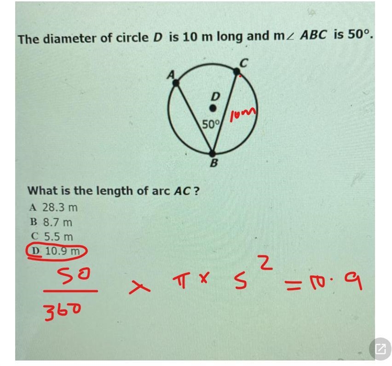 What is the length of arc AC?-example-1