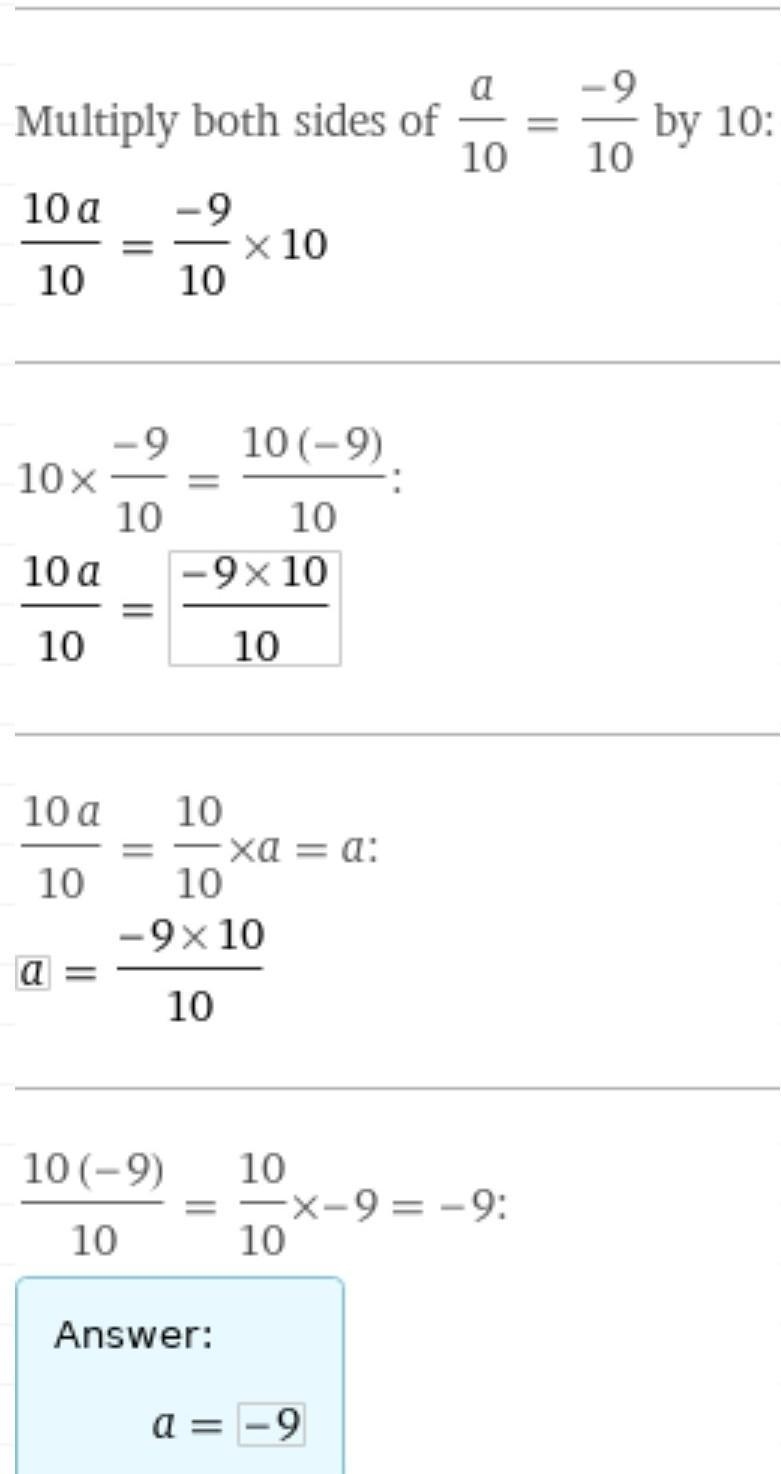 Could someone help me plz. x/7=(-19) b/7=5 a/10=(-9/10)-example-3