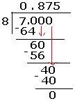 Express 7/8 rational numbers to decimals form by long division method.-example-1