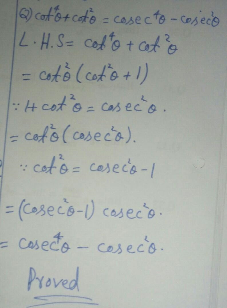 Cot^4+ cot^2= cosec^4 - cosec^2 please prove the identitiy ​-example-1