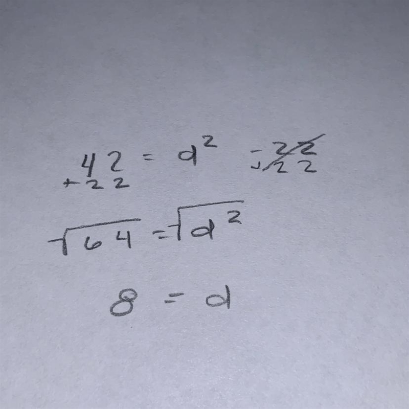 Solve the equation. 42=d^2-22-example-1