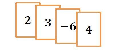 Natalie is playing the Integer Game and only shows you the four cards shown below-example-1