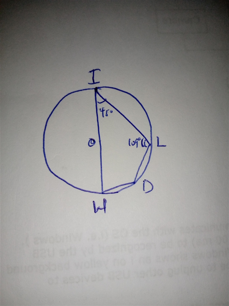 Quadrilateral WILDWILDW, I, L, D is inscribed in circle OOO. \overline{WI} WI start-example-1