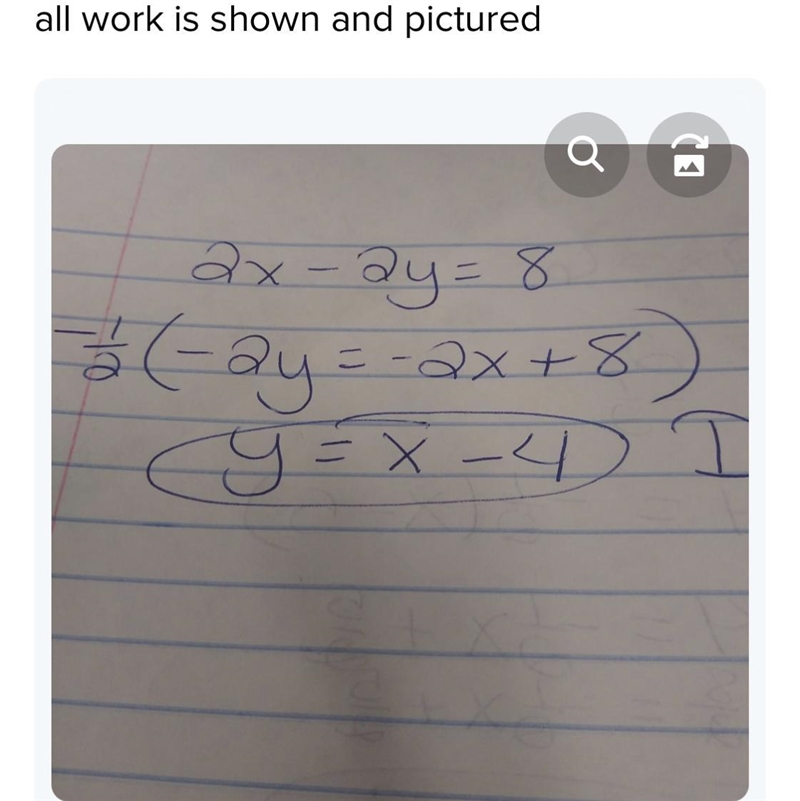 Y=x + 4 and 2y = -2x - 8 What are the intercepts of the line y=x+4 x-value of x-intercept-example-1