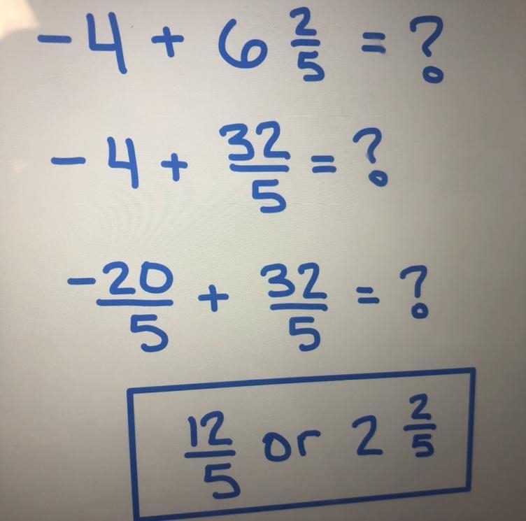 What is -4 + 6 2/5 ? show the work .-example-1