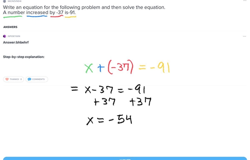 Write an equation for the following problem and then solve the equation. A number-example-1