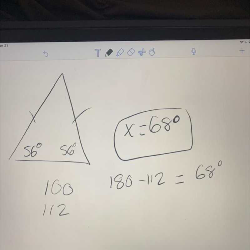 20. What is the value of x? 20 56° Drawing not to scale-example-1