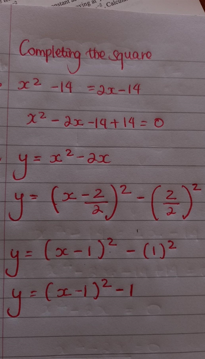 What is the intermediate step in the form (x + a)2 = b as a result of completing the-example-1