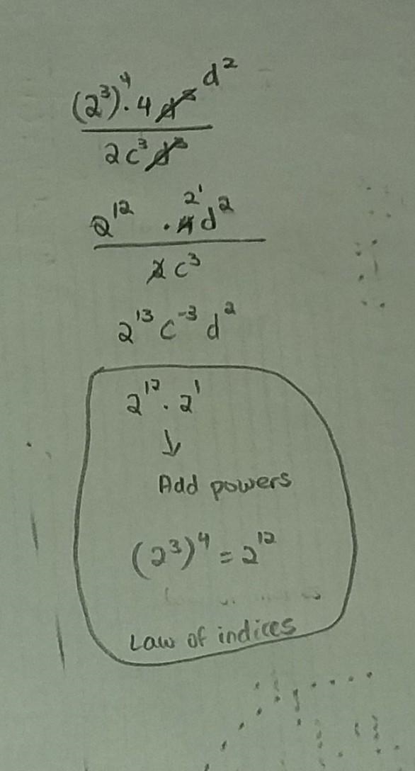 Simplify fully a) 8⁴4d⁵÷2c³d³​-example-1