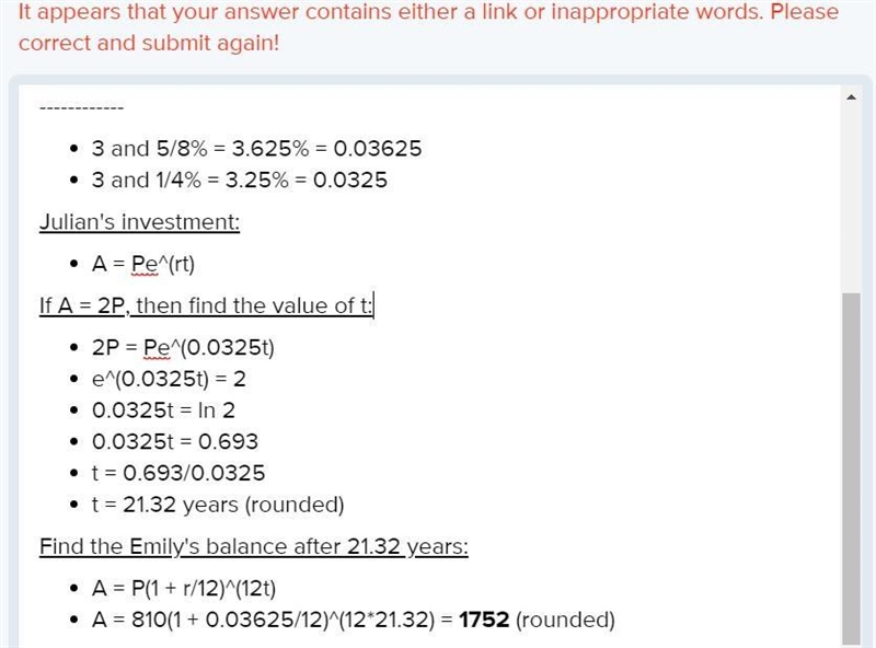 Emily invested $810 in an account paying an interest rate of 3 and 5/8% compounded-example-1