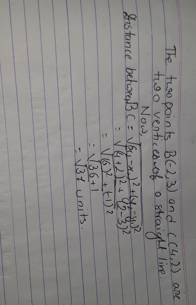 Consider the two points B(-2, -3) and C(4,2). a) Find the length of the line segment-example-1