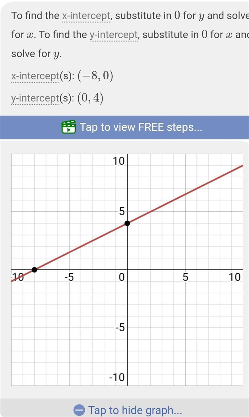 Graph - 2x + 4y = 16 using intercepts.-example-1