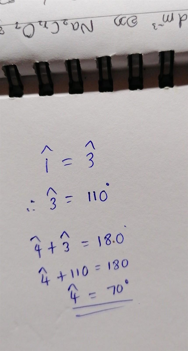 What is the measure of <4 if the measure of <1 = 110°? A.50° B.70° C.110° D-example-1