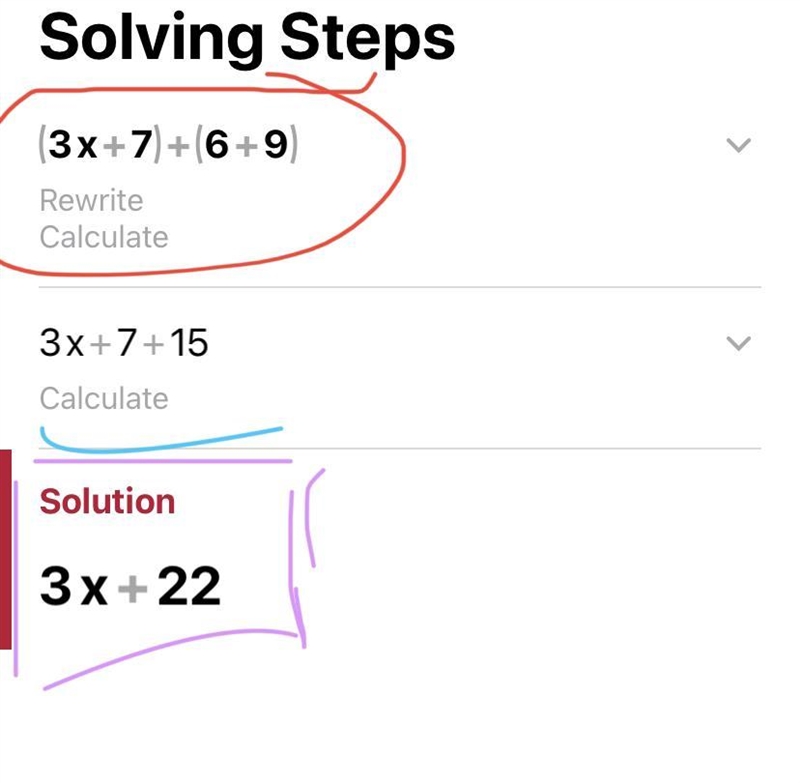 Please help? (3×+7)+(6+9)-example-1