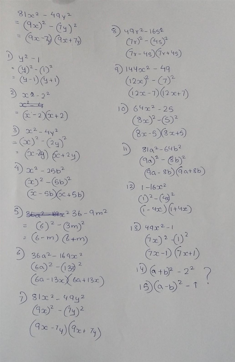 Plz help me with this asap 81x^2 − 49y^2 Factorize each completely 1. y^2 − 1 2. x-example-1