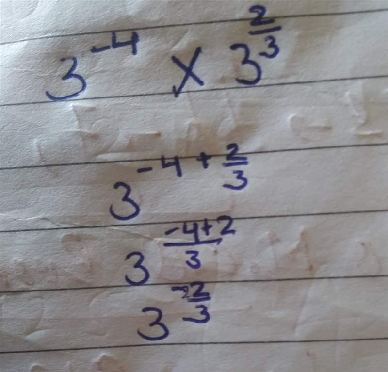 What is the answer to 3^-4 x 3^2/3?-example-1