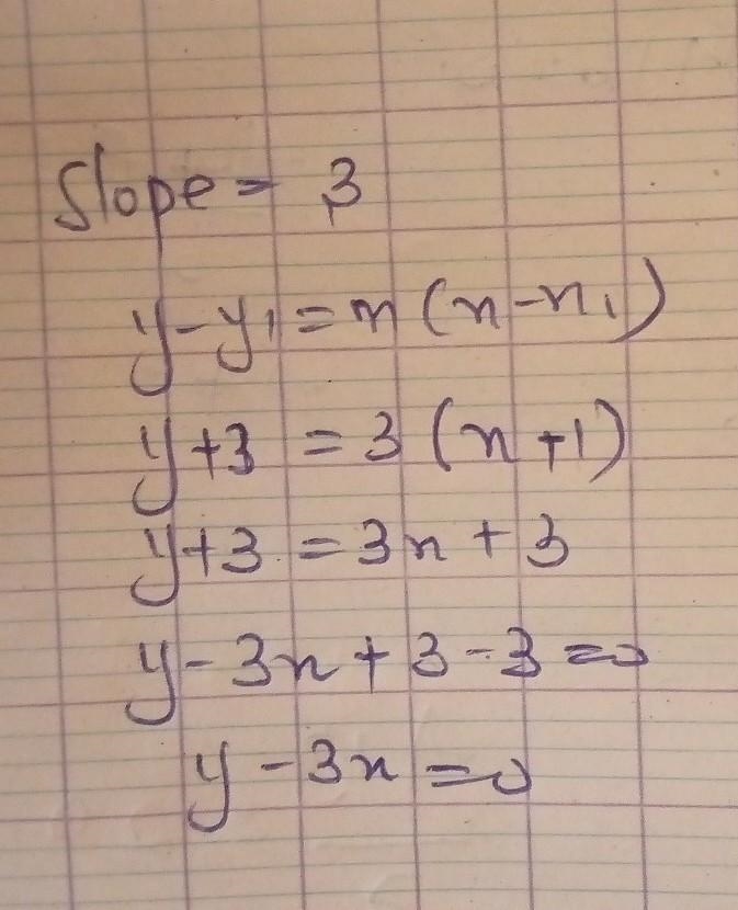 The equation of the line that has a slope and passes through the point (-1, -3) is-example-1