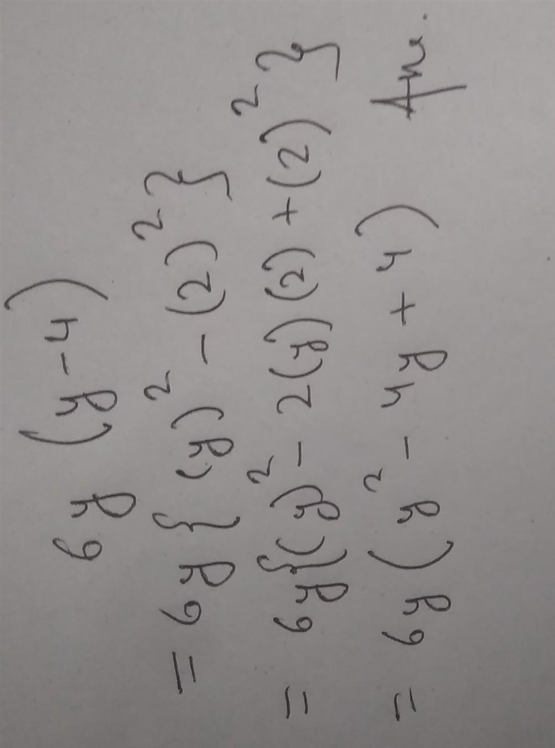 Factorize i) 6y? - 24 y ii) 6pq - 4q + 6 - 9p iii) x² + 14xy + 49y? iv) 25y? - 16 v-example-1