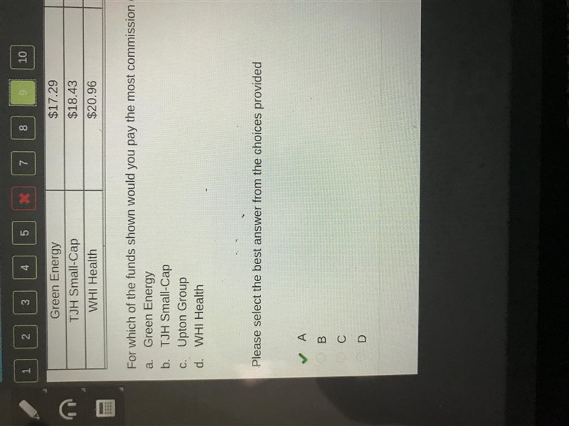 For which of the funds shown would you pay the most commission on the purchase of-example-1