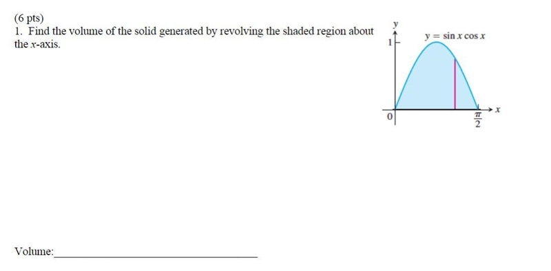 Find the volume of the solid generated by revolving the shaded region about the X-example-2