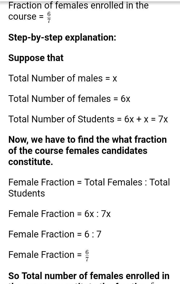 There are 6 times as many females as males on the maths course at university. What-example-1