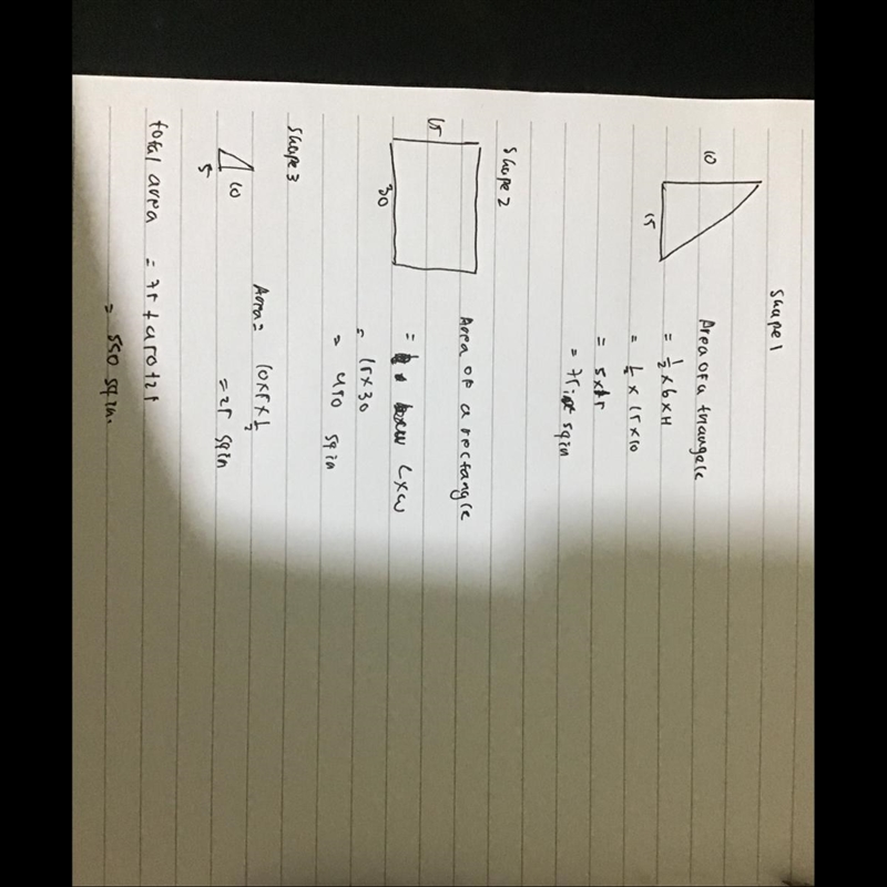 Find the area in square inches of the following compsite figure-example-1