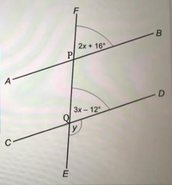 AB, CD and EF are straight lines. AB is parallel to CD. work out the size of angle-example-1