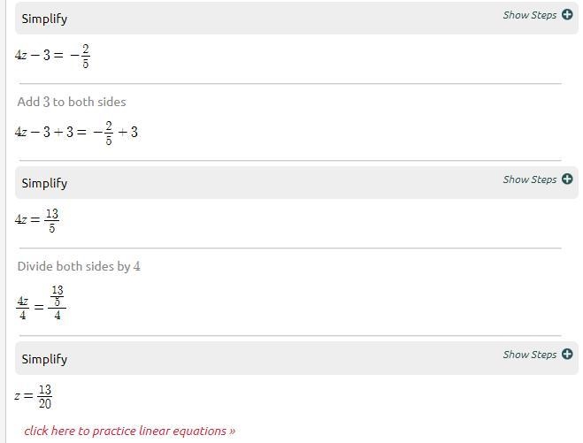 Solve for z: 10 = 2 = -25(4z -3)​-example-2