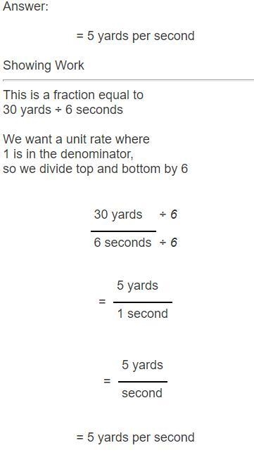 Jordan is running sprints across a football field. He runs 30 yards in 6 seconds. At-example-1