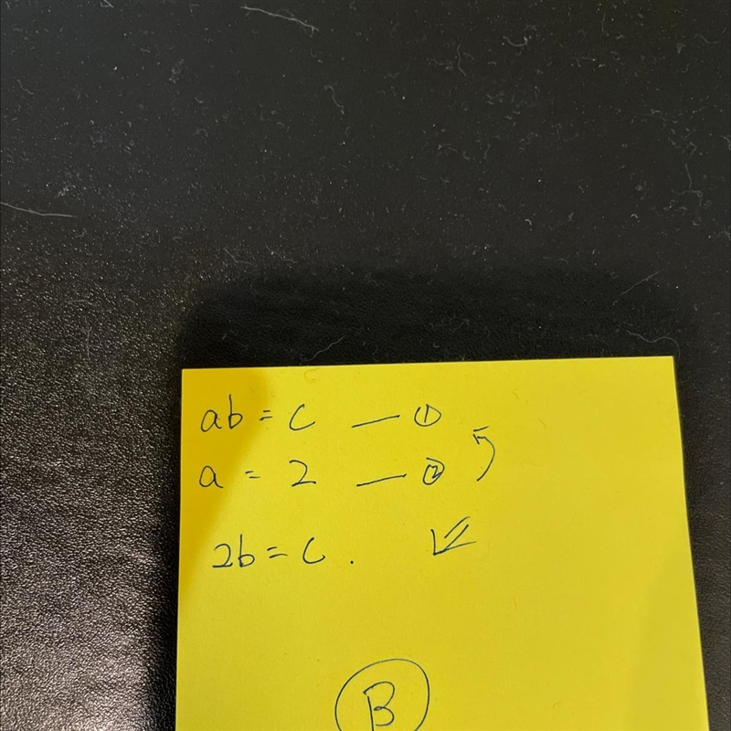 Given the equation ab= c where a=2. Select an equation that is equivalent. A. ax2=c-example-1