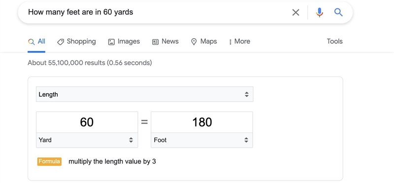 How many feet are in 60 yards-example-1