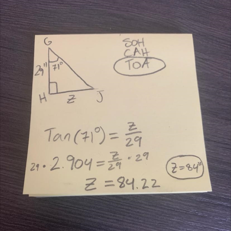 9. Determine the length of side z to the nearest inch.​-example-1