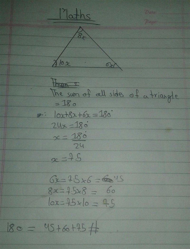 Find the value of x in each of the given triangles.​-example-1