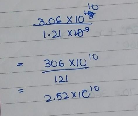 Solve the question in the picture 3.06 x 1013 1.21 x 103-example-1