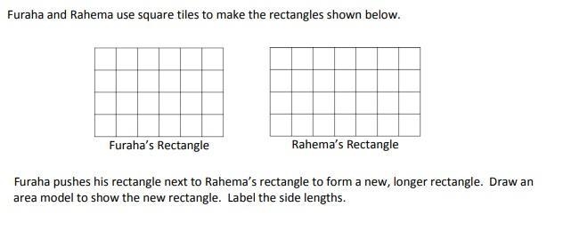 Furaha pushes his rectangle next to Rahma's rectangle to form a new, longer rectangle-example-1