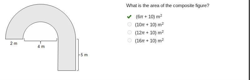 A semicircle with a diameter of 8 meters is shown. A smaller semicircle with a diameter-example-1